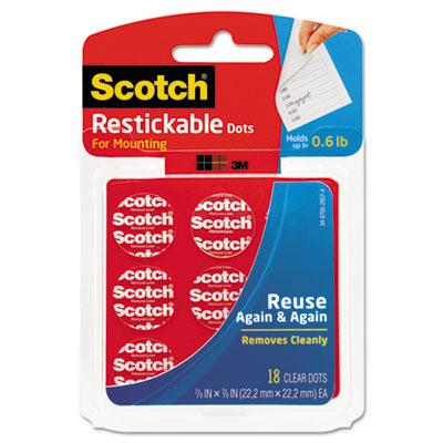 View larger image of Restickable Mounting Tabs, Repositionable, Holds Up To 0.6 Lb, 0.88 X 0.88, Clear, 18/pack
