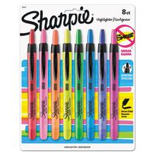 Retractable Highlighters, Chisel Tip, Assorted Colors, 8/Set