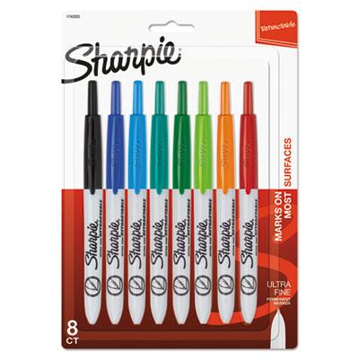 View larger image of Retractable Permanent Marker, Extra-Fine Needle Tip, Assorted Colors, 8/Set