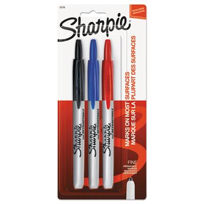 View larger image of Retractable Permanent Marker, Fine Bullet Tip, Assorted Colors, 3/Set