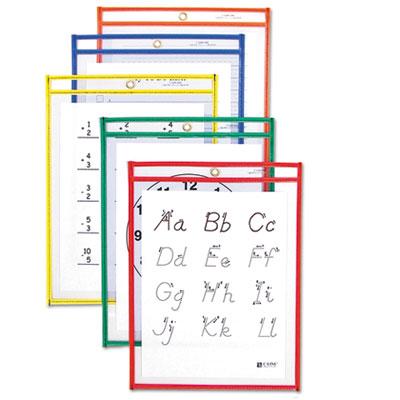 View larger image of Reusable Dry Erase Pockets, 9 x 12, Assorted Primary Colors, 10/Pack