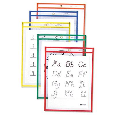 View larger image of Reusable Dry Erase Pockets, 9 x 12, Assorted Primary Colors, 25/Box