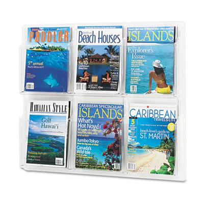 View larger image of Reveal Clear Literature Displays, 6 Compartments, 30w x 2d x 24.5h, Clear