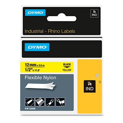 View larger image of Rhino Flexible Nylon Industrial Label Tape, 0.5" x 11.5 ft, Yellow/Black Print