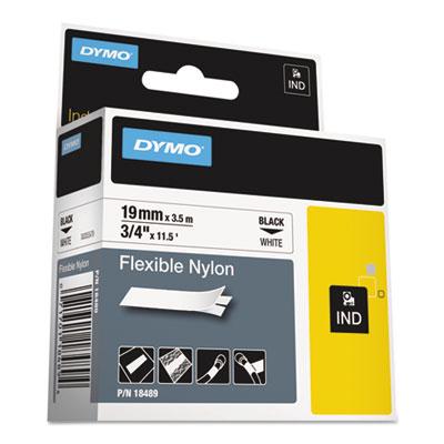 View larger image of Rhino Flexible Nylon Industrial Label Tape, 0.75" x 11.5 ft, White/Black Print