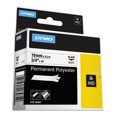 View larger image of Rhino Permanent Poly Industrial Label Tape, 0.75" x 18 ft, White/Black Print