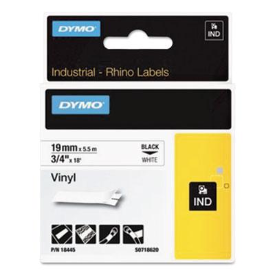 View larger image of Rhino Permanent Vinyl Industrial Label Tape, 0.75" x 18 ft, White/Black Print