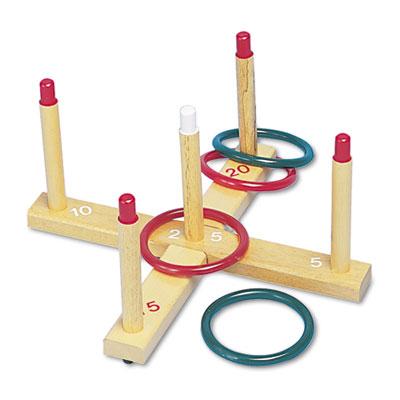 View larger image of Ring Toss Set, Plastic/Wood, Assorted Colors, 4 Rings/5 Pegs/Set