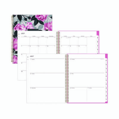 View larger image of Roosevelt Pink Academic Weekly/Monthly Planner, Floral Artwork, 11" x 8.5", Pink/Gray Cover, 12-Month (July-June): 2024-2025