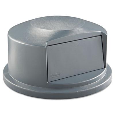 View larger image of Round BRUTE Dome Top Receptacle, Push Door for 44 gal Containers, 24.81" Diameter x 12.63h, Gray