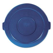 BRUTE Self-Draining Flat Top Lids for 32 gal Round BRUTE Containers, 22.25" Diameter, Blue