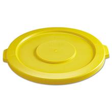 BRUTE Self-Draining Flat Top Lids for 32 gal Round BRUTE Containers, 22.25" Diameter, Yellow