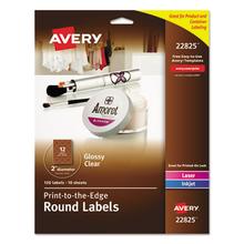Round Print-to-the Edge Labels with Sure Feed and Easy Peel, 2" dia, Glossy Clear, 120/PK