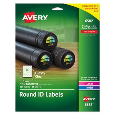 View larger image of Round Print-to-the Edge Labels with SureFeed and EasyPeel, 1.67" dia, Glossy Clear, 500/PK