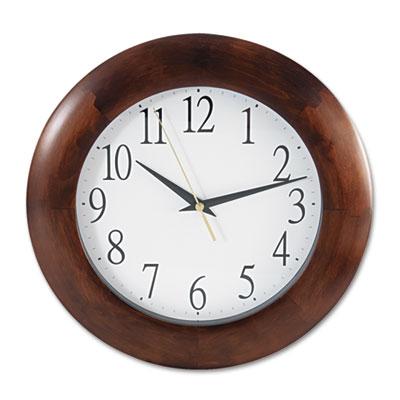 View larger image of Round Wood Wall Clock, 12.75" Overall Diameter, Cherry Case, 1 AA (sold separately)