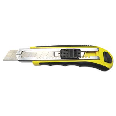 View larger image of Rubber-Gripped Retractable Snap Blade Knife, 4" Blade, 5.5" Plastic/Rubber Handle, Black/Yellow
