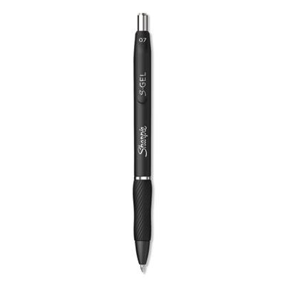 View larger image of S-Gel Retractable Gel Pen, Medium 0.7 mm, Black Ink, Black Barrel, Dozen