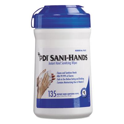 View larger image of Sani-Hands ALC Instant Hand Sanitizing Wipes, 1-Ply, 7.5 x 6, White, 135/Canister, 12 Canisters/Carton