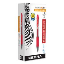 Sarasa Dry Gel X20 Gel Pen, Retractable, Medium 0.7 mm, Red Ink, Clear/Red Barrel, 12/Pack