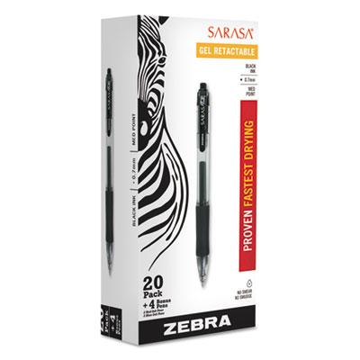 View larger image of Sarasa Dry Gel X20 Gel Pen Value Pack, Retractable, Medium 0.7 mm, Black Ink, Clear/Black Barrel, 24/Box