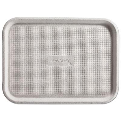 View larger image of Savaday Molded Fiber Flat Food Tray, 1-Compartment, 16 x 12, White, Paper, 200/Carton