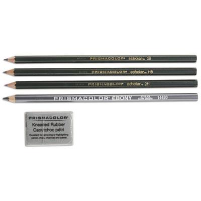 View larger image of Scholar Graphite Pencil Set, 2 mm, Assorted Lead Hardness Ratings, Black Lead, Dark Green Barrel, 4/Set