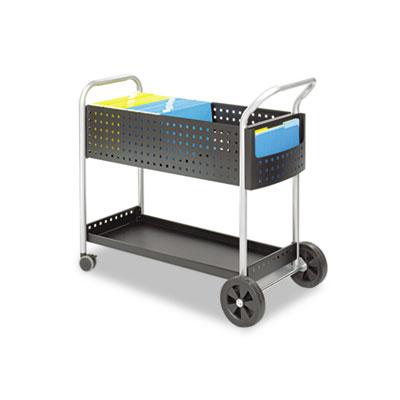 View larger image of Scoot Mail Cart, One-Shelf, 22.5w x 39.5d x 40.75h, Black/Silver