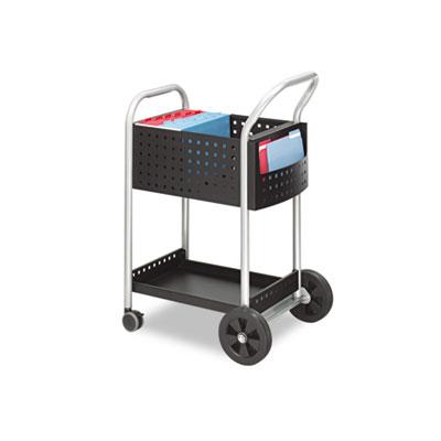 View larger image of Scoot Mail Cart, One-Shelf, 22w x 27d x 40.5h, Black/Silver