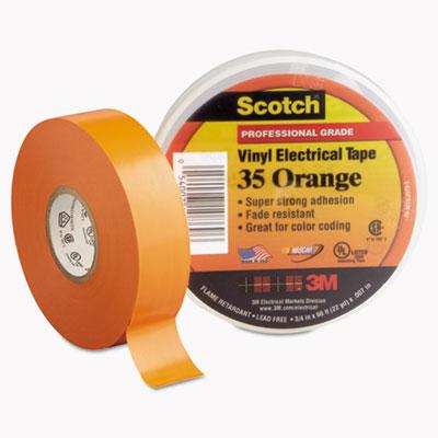 View larger image of Scotch 35 Vinyl Electrical Color Coding Tape, 3" Core, 0.75" x 66 ft, Orange