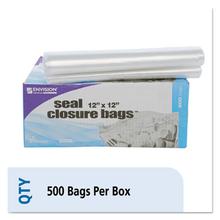 Seal Closure Bags, 2 mil, 12" x 12", Clear, 500/Carton