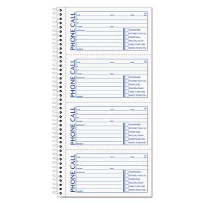 View larger image of Second Nature Phone Call Book, Two-Part Carbonless, 5 x 2.75, 4 Forms/Sheet, 400 Forms Total