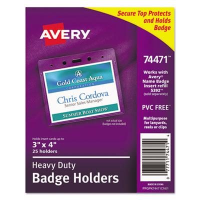 View larger image of Secure Top Heavy-Duty Badge Holders, Horizontal, 4w x 3h, Clear, 25/Pack