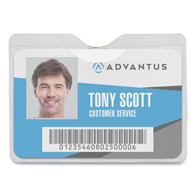 View larger image of Security ID Badge Holders with Built-In Garment Clip, Horizontal, Clear, 3.75" x 3.5" Holder, 3.5" x 3" Insert, 50/Box