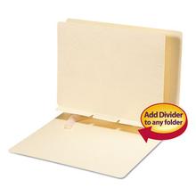Self-Adhesive Folder Dividers for Top/End Tab Folders, Prepunched for Fasteners, 1 Fastener, Letter Size, Manila, 100/Box