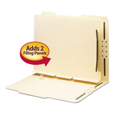 View larger image of Self-Adhesive Folder Dividers with Twin-Prong Fasteners for Top/End Tab Folders, 1 Fastener, Letter Size, Manila, 25/Pack