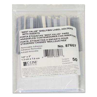 View larger image of Self-Adhesive Label Holders, Top Load, 0.5 x 3, Clear, 50/Pack