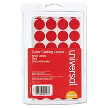Self-Adhesive Removable Color-Coding Labels, 0.75" dia, Red, 28/Sheet, 36 Sheets/Pack