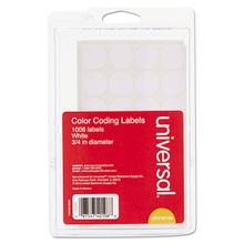 Self-Adhesive Removable Color-Coding Labels, 0.75" dia, White, 28/Sheet, 36 Sheets/Pack