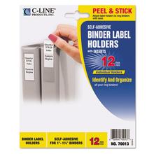 Self-Adhesive Ring Binder Label Holders, Top Load, 1 x 2,81, Clear, 12/Pack