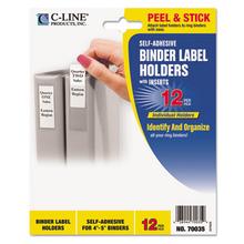 Self-Adhesive Ring Binder Label Holders, Top Load, 2.75 x 3.63, Clear, 12/Pack
