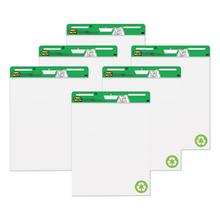 Vertical-Orientation Self-Stick Easel Pad Value Pack, Green Headband, Unruled, 25 x 30, White, 30 Sheets, 6/Carton