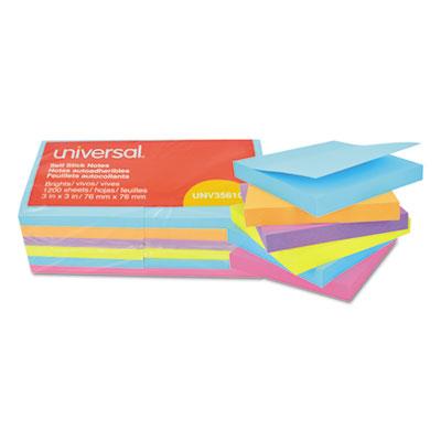 View larger image of Self-Stick Note Pads, 3 x 3, Assorted Bright Colors, 100-Sheet, 12/PK