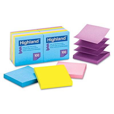 View larger image of Self-Stick Pop-Up Notes, 3 x 3, Assorted Bright, 100-Sheet, 12/Pack