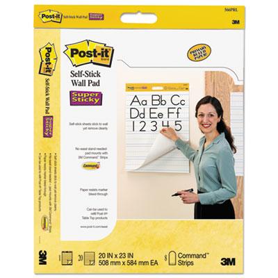 View larger image of Self-Stick Wall Pad, Manuscript Format (Primary 3" Rule), 20 x 23, White, 20 Sheets, 2/Pack
