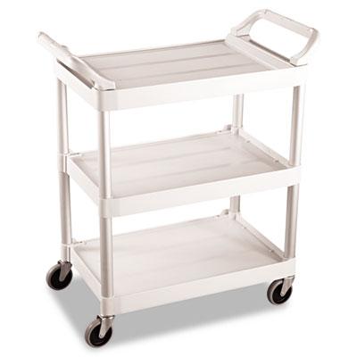 View larger image of Three-Shelf Service Cart, Plastic, 3 Shelves, 200 lb Capacity, 18.63" x 33.63" x 37.75", Off-White