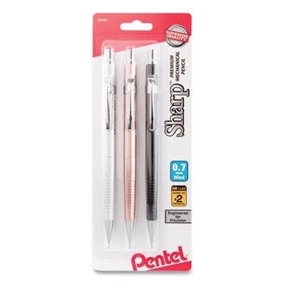 View larger image of Sharp Mechanical Pencil, 0.7 mm, HB (#2), Black Lead, Assorted Barrel Colors, 3/Pack
