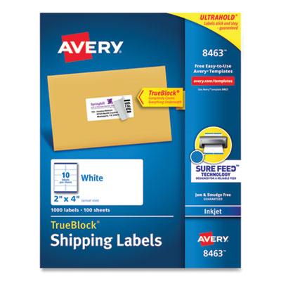 View larger image of Shipping Labels w/ TrueBlock Technology, Inkjet Printers, 2 x 4, White, 10/Sheet, 100 Sheets/Box
