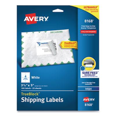 View larger image of Shipping Labels w/ TrueBlock Technology, Inkjet Printers, 3.5 x 5, White, 4/Sheet, 25 Sheets/Pack
