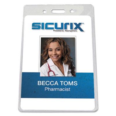 View larger image of SICURIX Badge Holder, Vertical, 2.75 x 4.13, Clear, 12/Pack