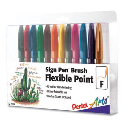 View larger image of Sign Pen Flexible Point Marker Pen, Fine Brush Tip, Assorted Colors, Dozen